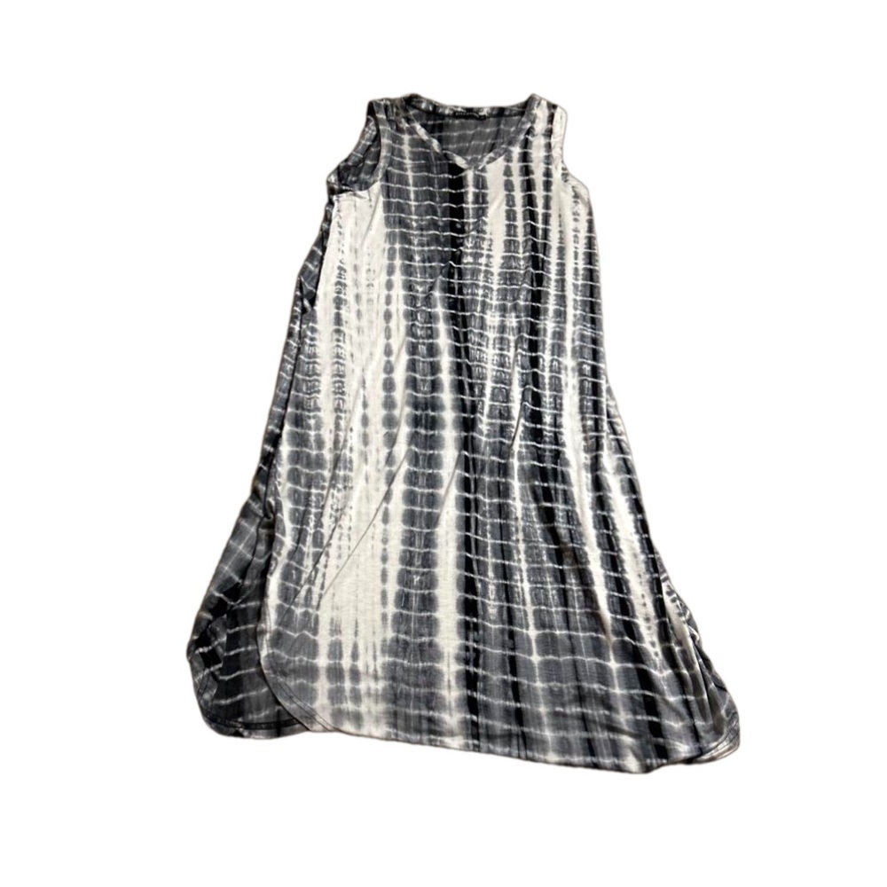 Black Grey and White Tie Dye Sleeveless Zipcremo Dress Size Large